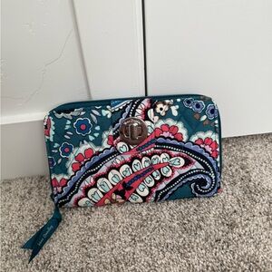Vera Bradley Women's Floral Wallet - Teal and Pink